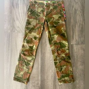 Anthropologie • The Wanderer Camo Pants with Embroidery • Size 27